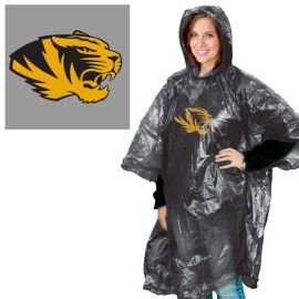 NCAA Missouri Tigers Rain Poncho, Team Colors, One Size