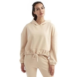 Ladies cropped Oversize Hooded Sweatshirt - BLAcK - XS(D0102H7MDK8)