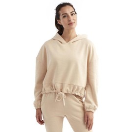 Ladies cropped Oversize Hooded Sweatshirt - BLAcK - XS(D0102H7MDZX)