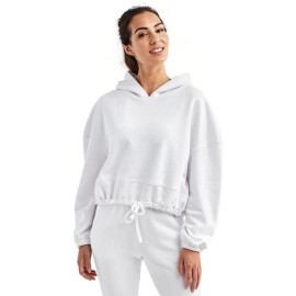Ladies cropped Oversize Hooded Sweatshirt - BLAcK - XS(D0102H7MDN6)