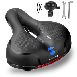 Gincleey Comfort Bike Seat for Women Men?with Bell? Wide Bicycle Saddle Replacement Memory Foam Padded Soft Bike Cushion with Dual Shock Absorbing Universal Fit for Indoor/Outdoor