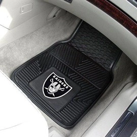 FANMATS 8774 Las Vegas Raiders 2-Piece Heavy Duty Vinyl Car Mat Set, Front Row Floor Mats, All Weather Protection, Universal Fit, Deep Resevoir Design