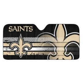 Fanmats 60063 NFL New Orleans Saints Windshield Sun Auto Shade, Sun Shield Sun Visor | Accordion tri-fold for storage | 59