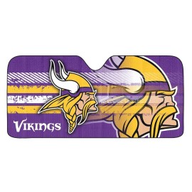 Fanmats 60061 NFL Minnesota Vikings Windshield Sun Auto Shade, Sun Shield Sun Visor | Accordion tri-fold for storage | 59