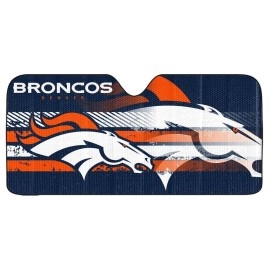 Fanmats 60051 NFL Denver Broncos Windshield Sun Auto Shade, Sun Shield Sun Visor | Accordion tri-fold for storage | 59