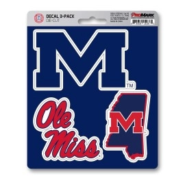 FANMATS NCAA Mississippi Old Miss Rebels Team Decal, 3-Pack