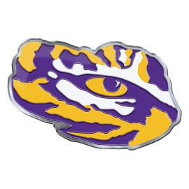 FANMATS 60639 LSU Tigers Heavy Duty Aluminum Embossed Color Emblem, Auto Emblem Decal - Alternate