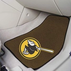 FANMATS 22336 San Diego Padres Front 2-Piece Team Logo Carpet Car Mat Set, Front Row Automotive Floor Mats, Non-Slip Backing, Team Colors - 