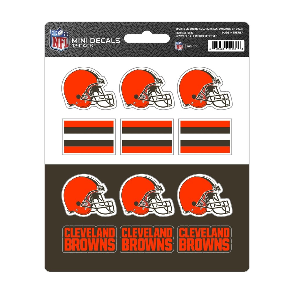 FANMATS 61117 Cleveland Browns 12 Count Mini Decal Sticker Pack