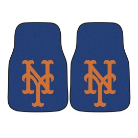 New York Mets Front Carpet Car Mat Set - 2 Pieces - NY Hat Logo