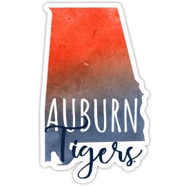 Auburn Tigers Watercolor State Die Cut Decal 2-Inch 4-Pack