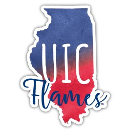 University of Illinois at Chicago Watercolor State Die Cut Decal 2-Inch 4-Pack