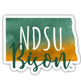 North Dakota State Bison Watercolor State Die Cut Decal 2-Inch 4-Pack
