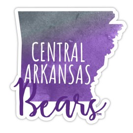 Central Arkansas Bears Watercolor State Die Cut Decal 2-Inch 4-Pack