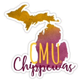 Central Michigan University Watercolor State Die Cut Decal 2-Inch 4-Pack