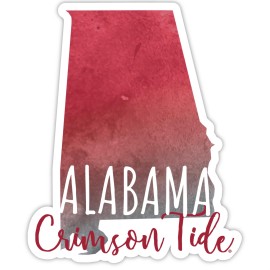 Alabama Crimson Tide Watercolor State Die Cut Decal 2-Inch 4-Pack