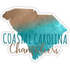 Coastal Carolina University Watercolor State Die Cut Decal 2-Inch 4-Pack