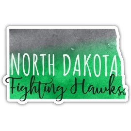 North Dakota Fighting Hawks Watercolor State Die Cut Decal 2-Inch 4-Pack
