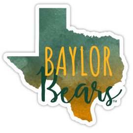 Baylor Bears Watercolor State Die Cut Decal 2-Inch 4-Pack