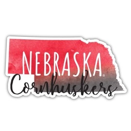 Nebraska Cornhuskers Watercolor State Die Cut Decal 2-Inch 4-Pack