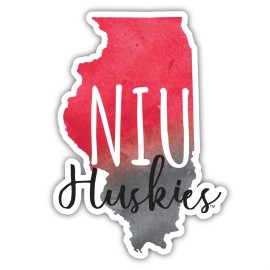Northern Illinois Huskies Watercolor State Die Cut Decal 2-Inch 4-Pack