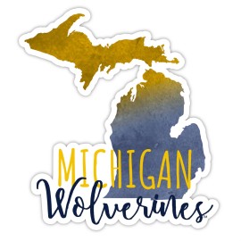 Michigan Wolverines Watercolor State Die Cut Decal 2-Inch 4-Pack