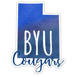 Brigham Young Cougars Watercolor State Die Cut Decal 2-Inch 4-Pack