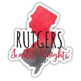 Rutgers Scarlet Knights Watercolor State Die Cut Decal 2-Inch 4-Pack