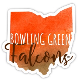 Bowling Green Falcons Watercolor State Die Cut Decal 2-Inch 4-Pack