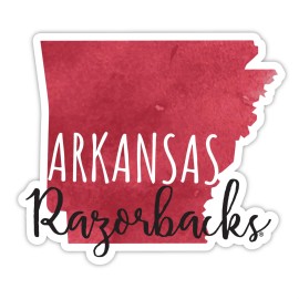 Arkansas Razorbacks Watercolor State Die Cut Decal 2-Inch 4-Pack