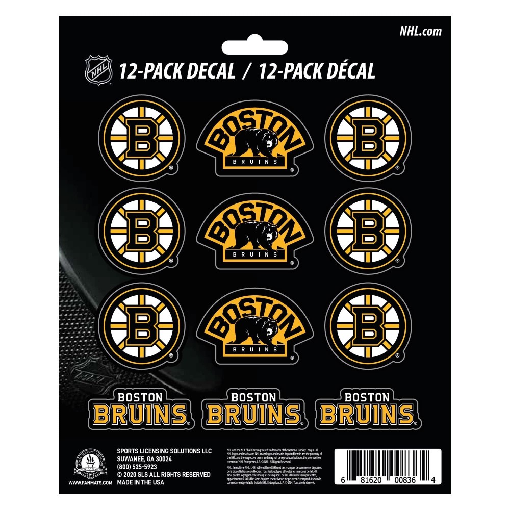 Boston Bruins 12 Count Mini Decal Sticker Pack