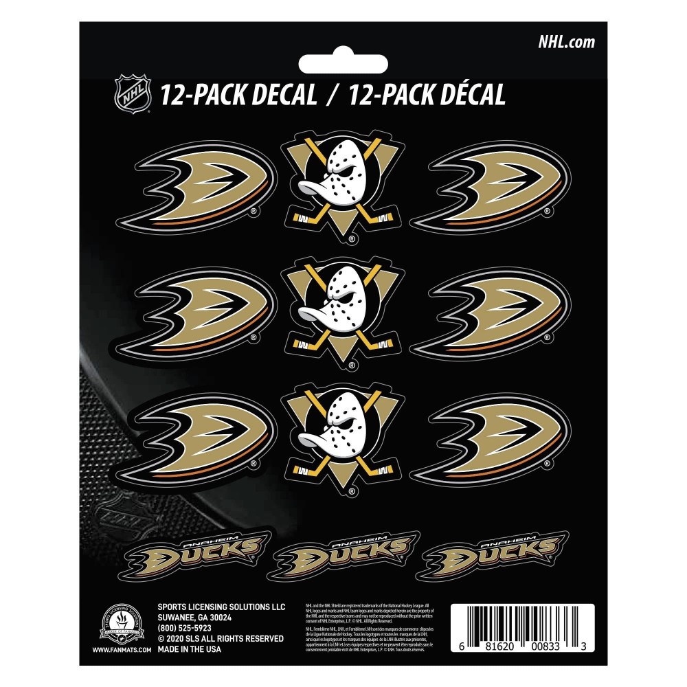 Anaheim Ducks 12 Count Mini Decal Sticker Pack