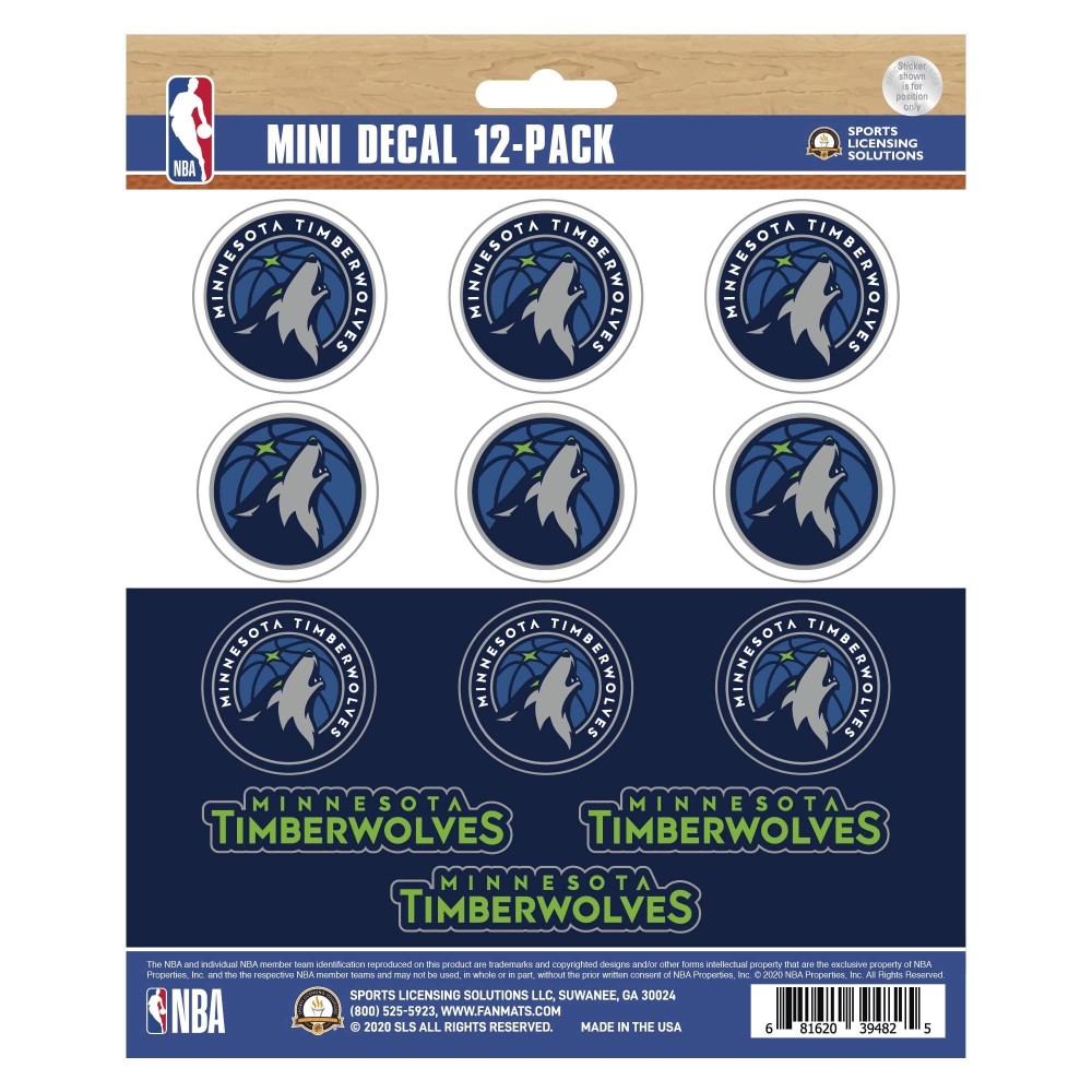 Minnesota Timberwolves 12 Count Mini Decal Sticker Pack
