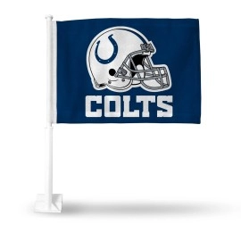 Rico Industries NFL Indianapolis colts Helmet - Blue Background Double Sided Double Sided car Flag - 16 x 19 - Strong Pole That Hooks onto carTruckAutomobile