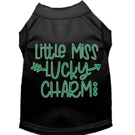 Mirage Pet Products Little Miss Lucky Charm Screen Print Dog Shirt Black XS (8)