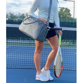 The LAVA medium tennis duffle bag is made of high quality pebble vegan leather with separate key and bottle holders Specially designed racquet pockets can fit up to 2 tennis racquets(D0102HXK4DT)