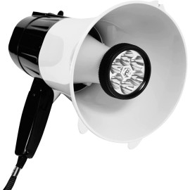 Megaphone Handheld With Led Lights Bullhorn Cheer Loudspeaker Bull Horn Speaker Megaphono Siren Torch Flashlight Sling Strap Portable 5Core 148 Led(D0102Hhdfg2.)