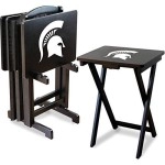 Imperial Officially Licensed NCAA Merchandise: Foldable Wood TV Tray Table Set with Stand, Michigan State Spartans