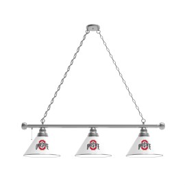 Ohio State University 3 Shade Billiard Light with Chrome FIxture