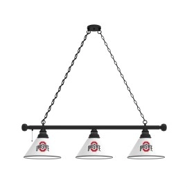 Ohio State University 3 Shade Billiard Light with Black Fixture