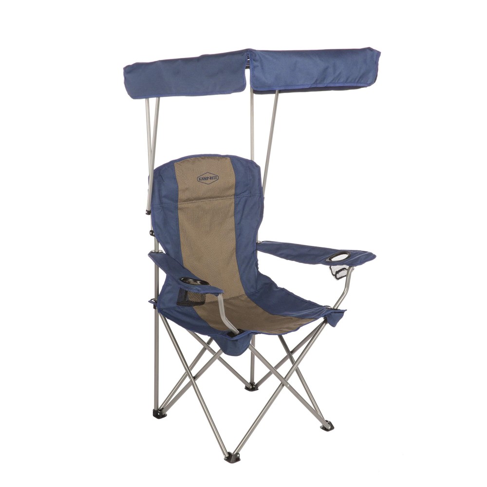 Kamp-Rite Chair with Shade Canopy, Blue/Tan, One Size (CC463)