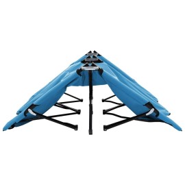 vidaXL Lightweight Double Folding Sun Lounger in Blue - Powder-Coated Steel Frame with 600 D Polyester Fabric - Ideal for Camping or Patio Use