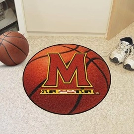 FANMATS 2447 Maryland Terrapins Basketball Shaped Rug - 27in. Diameter, Basketball Design, Sports Fan Accent Rug