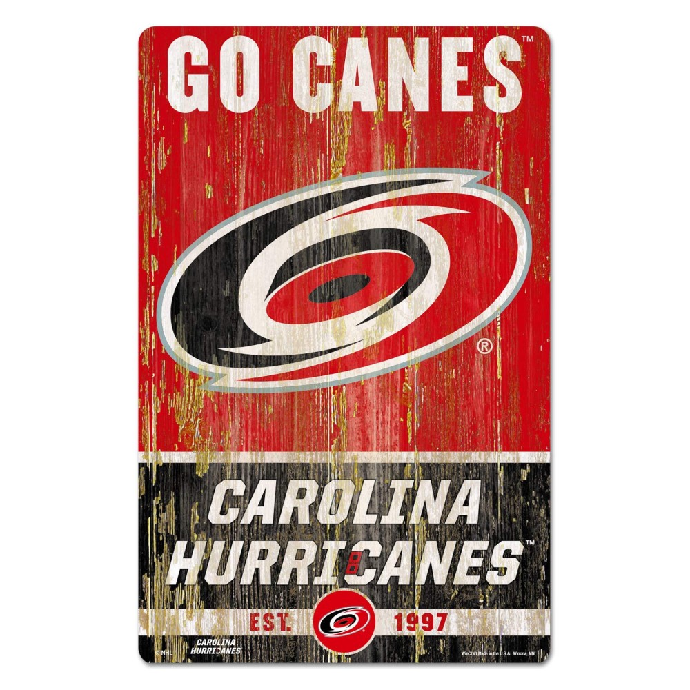 Wincraft NHL Carolina Hurricanes Unisex 11x17 Wood Signslogan Design, Team Color, One Size