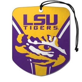 FANMATS 61618 NCAA LSU Tigers Hanging Car Air Freshener, 2 Pack, Black Ice Scent, Odor Eliminator, Shield Design with Team Logo