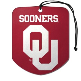 FANMATS 61627 NCAA Oklahoma Sooners Hanging Car Air Freshener, 2 Pack, Black Ice Scent, Odor Eliminator, Shield Design with Team Logo