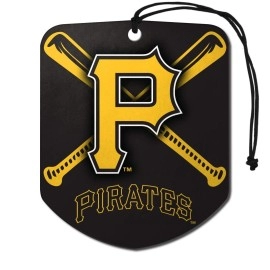 FANMATS 61554 MLB Pittsburgh Pirates Hanging Car Air Freshener, 2 Pack, Black Ice Scent, Odor Eliminator, Shield Design with Team Logo
