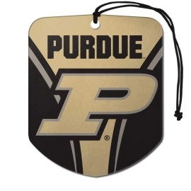 FANMATS 61631 NCAA Purdue Boilermakers Hanging Car Air Freshener, 2 Pack, Black Ice Scent, Odor Eliminator, Shield Design with Team Logo