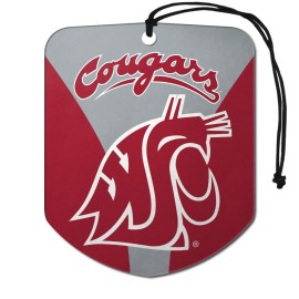 FANMATS 61641 NCAA Washington State Cougars Hanging Car Air Freshener, 2 Pack, Black Ice Scent, Odor Eliminator, Shield Design with Team Logo