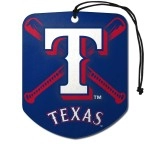 FANMATS 61559 MLB Texas Rangers Hanging Car Air Freshener, 2 Pack, Black Ice Scent, Odor Eliminator, Shield Design with Team Logo
